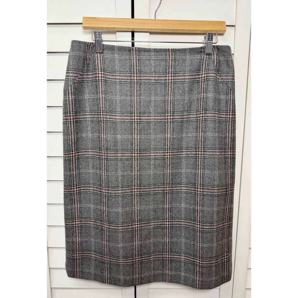 Talbots Vintage Plaid Wool Back Pleat Pencil Skirt Academia Women's Size 10